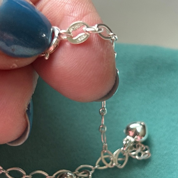 925 Sterling Silver heart ankle bracelet anklet - Picture 3 of 5